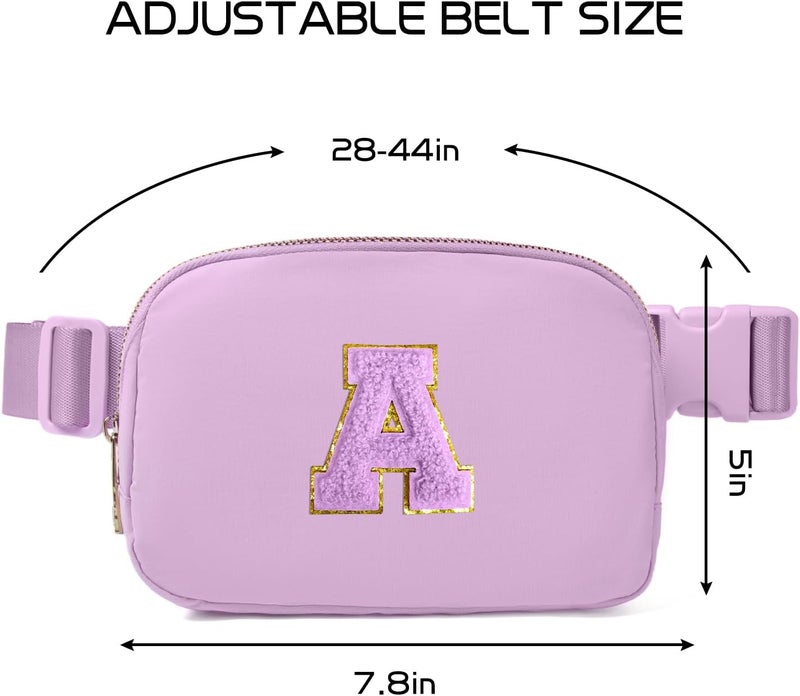 Gitus Gifts for 8 9 10 11 12 Year Old Girls Belt Bag Fanny Pack Crossbody Bags with Initial Letter Patch Cute Stuff Birthday Gifts for Teen Girls Women Personalized Trend Stuff (Lavender-A) - Image 3